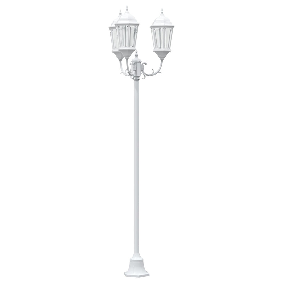 Tuinlampenpaal 3-Lamps E27 220 Cm Aluminium Wit