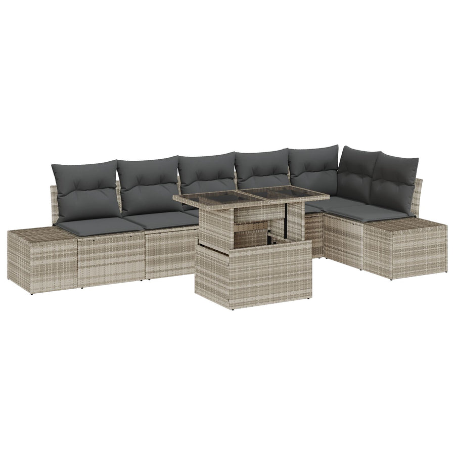 Tuin Sofa Set Set Van 7 Beige Rattan Tuin Sofa Set Rechthoekig