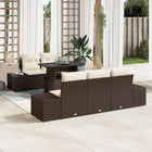 Sofa Set with Cushions 6 pcs Brown and Cream poly rattan