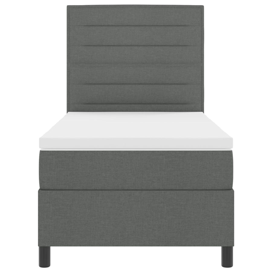 Boxspringbed Met Matras Donkergrijs 80X200 Cm Stof Lichtgrijs