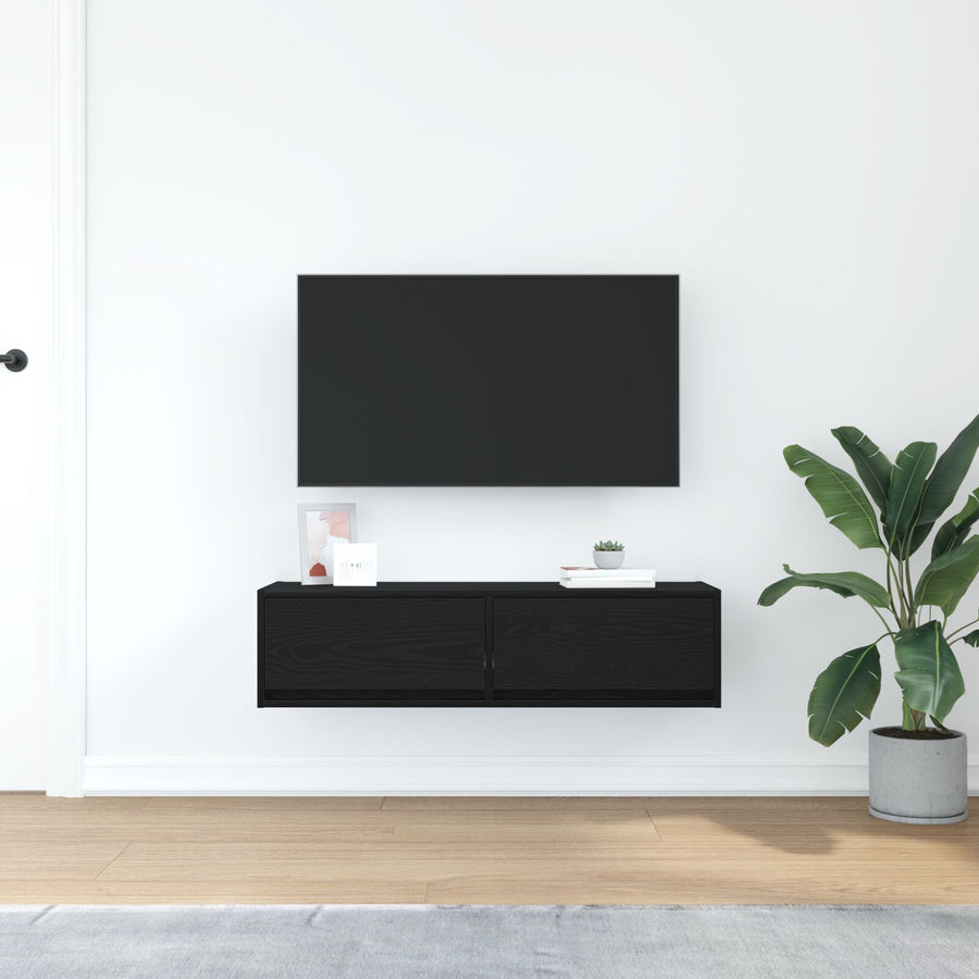 Tv-Meubel Zwart Eiken 100X31X25,5 Cm Bewerkt Hout