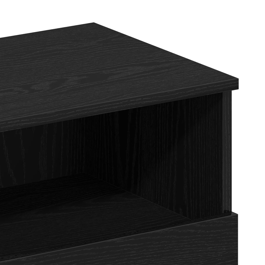 Nachtkastjes 2 Stuks Zwart Eiken 40X35X65 Cm Bewerkt Hout