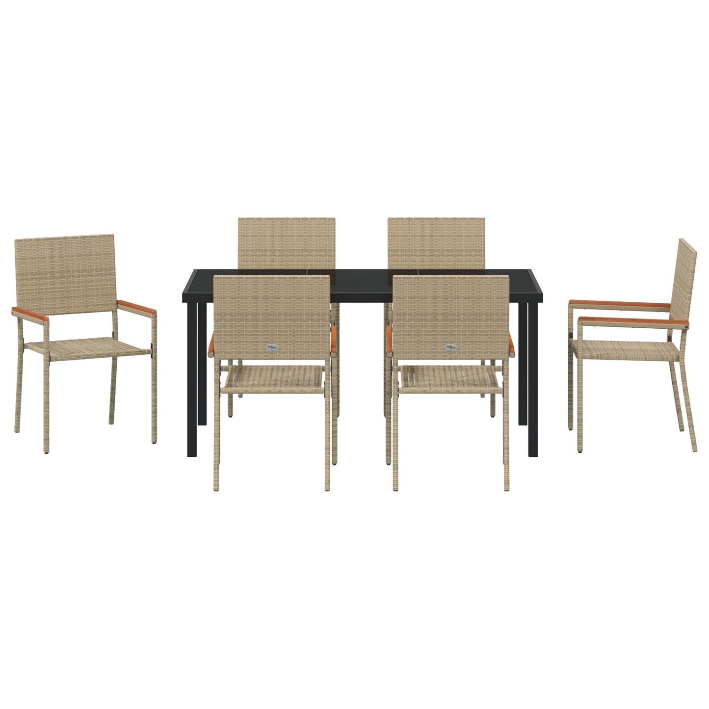 7 Delige Tuin Eetset Beige Poly Rattan