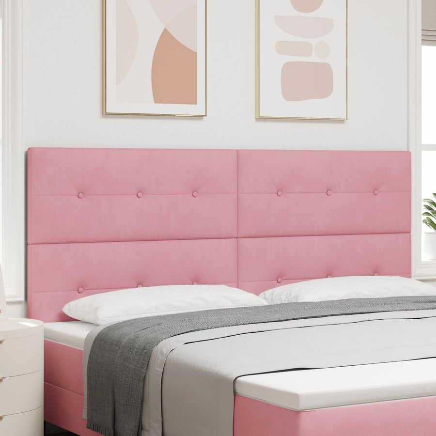 Hoofdbord Knoop Tufted Fluweel Roze 200 cm Hoog hoofdeind