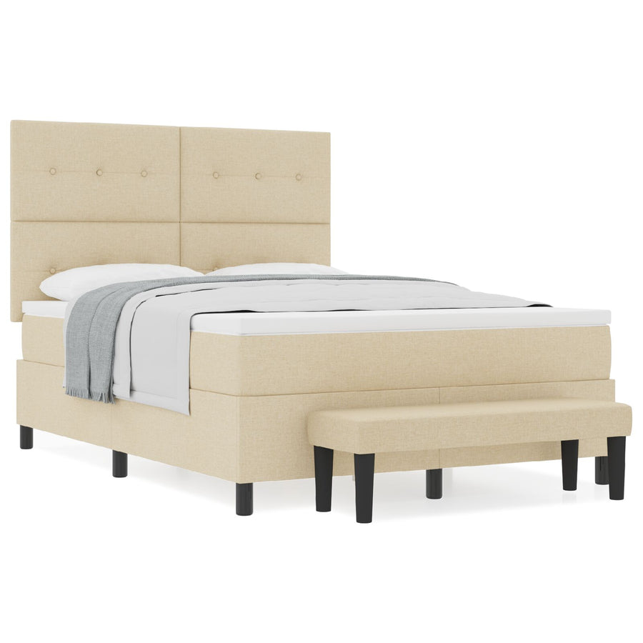 Boxspringbed Met Matras En Bench Stof Crème 160 x 200 cm Knop tufted