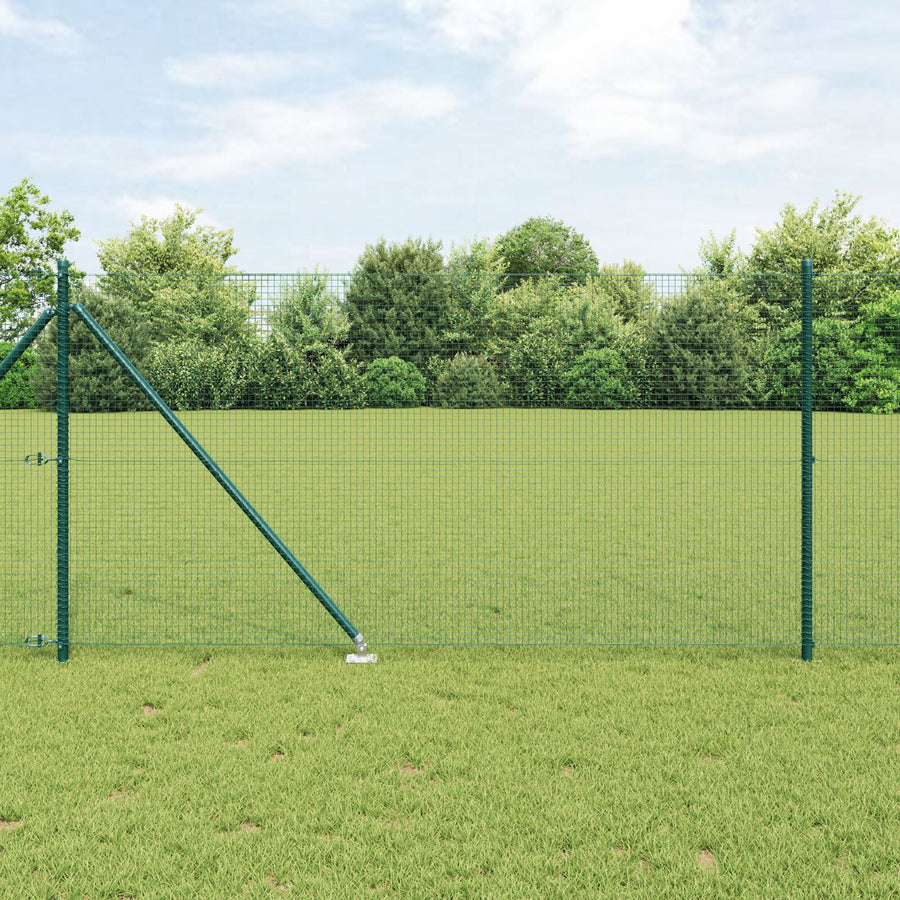 Hekpaalset Set Van 2 Groen Metaal En Pvc 25 X 1 M Duurzaam Gegalvaniseerd Staal
