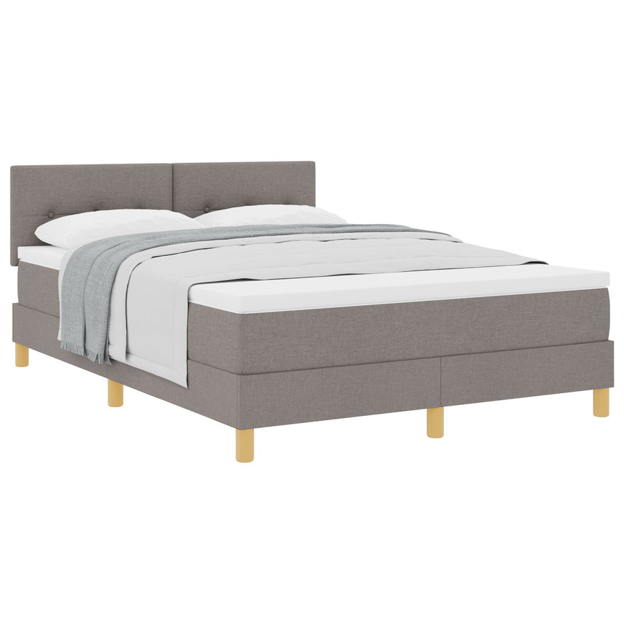 Boxspringbed Met Matras Stof Taupe 140 x 190 cm Knopen tufted