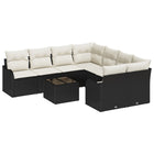 Tuinset poly rattan 9-delig zwart
