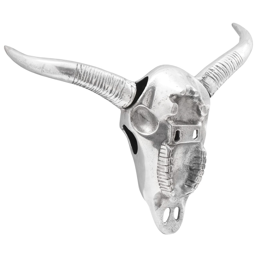 Wandmontage Stierenschedel Zilver 34X13X53 Cm Aluminium Gewone schedel