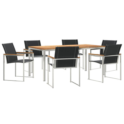 7-Persoons Tuindining Set Massief Acaciahout, vidaXL Buiten dinertafel 180x90x75 cm Massief Acaciahout