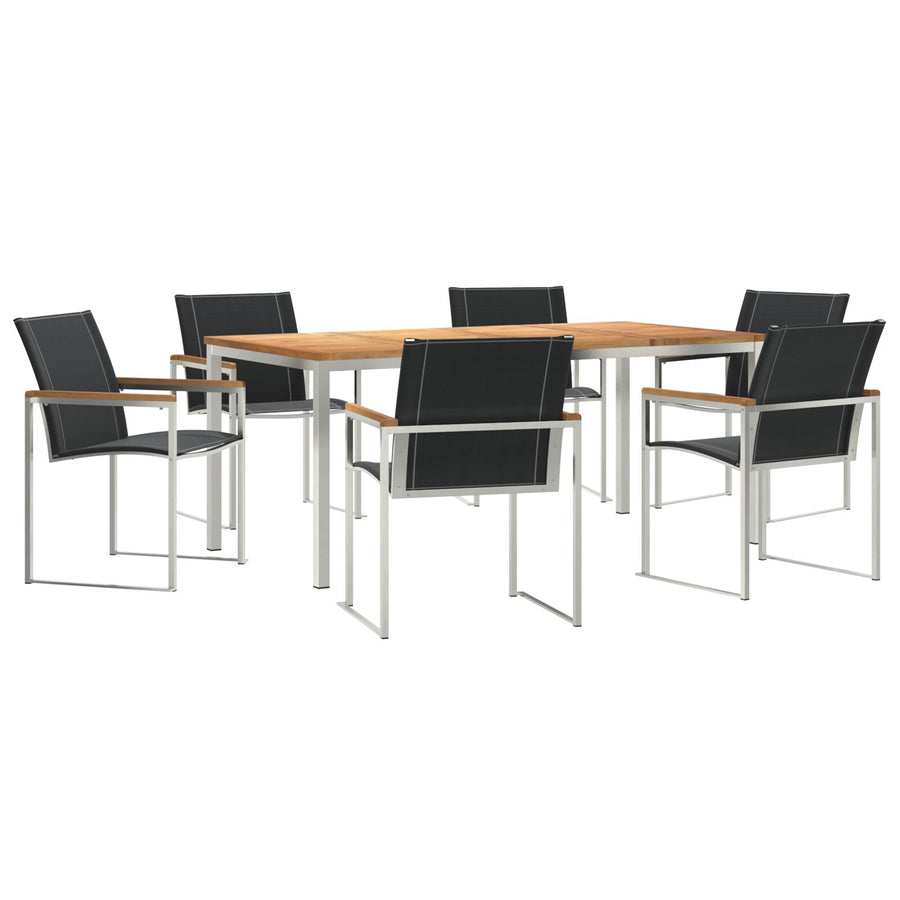 7-Persoons Tuindining Set Massief Acaciahout, vidaXL Buiten dinertafel 180x90x75 cm Massief Acaciahout