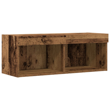 Tv Wandkasten Met Led-Verlichting 2 Stuks Oud Hout Oude Hout