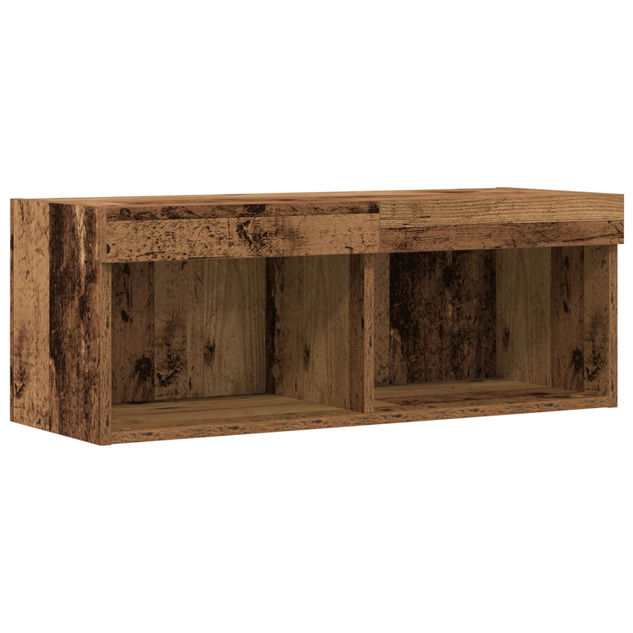 Tv Wandkasten Met Led-Verlichting 2 Stuks Oud Hout Oude Hout