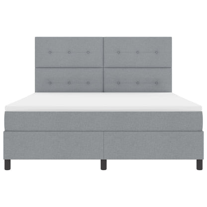 Boxspringbed Met Matras Lichte Grijs Super King Stof Lichtgrijs 180 x 200 cm Knop-geknopt