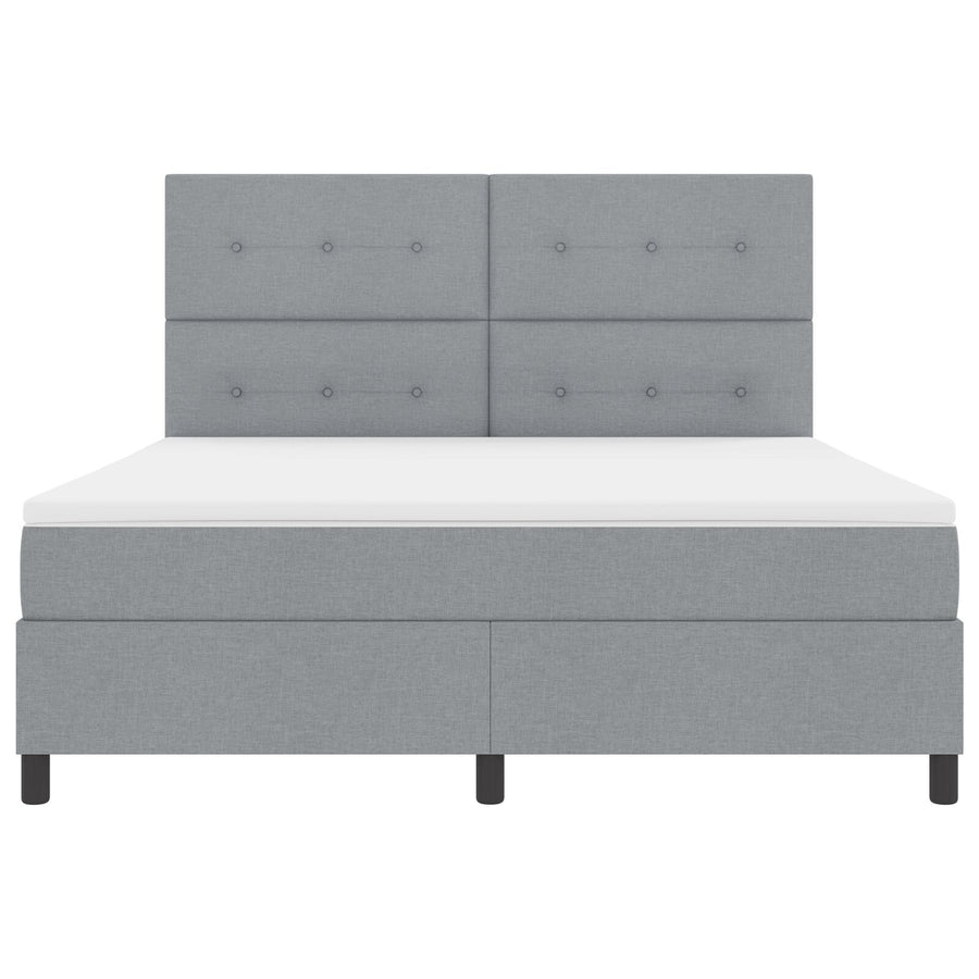 Boxspringbed Met Matras Lichte Grijs Super King Stof Lichtgrijs 180 x 200 cm Knop-geknopt