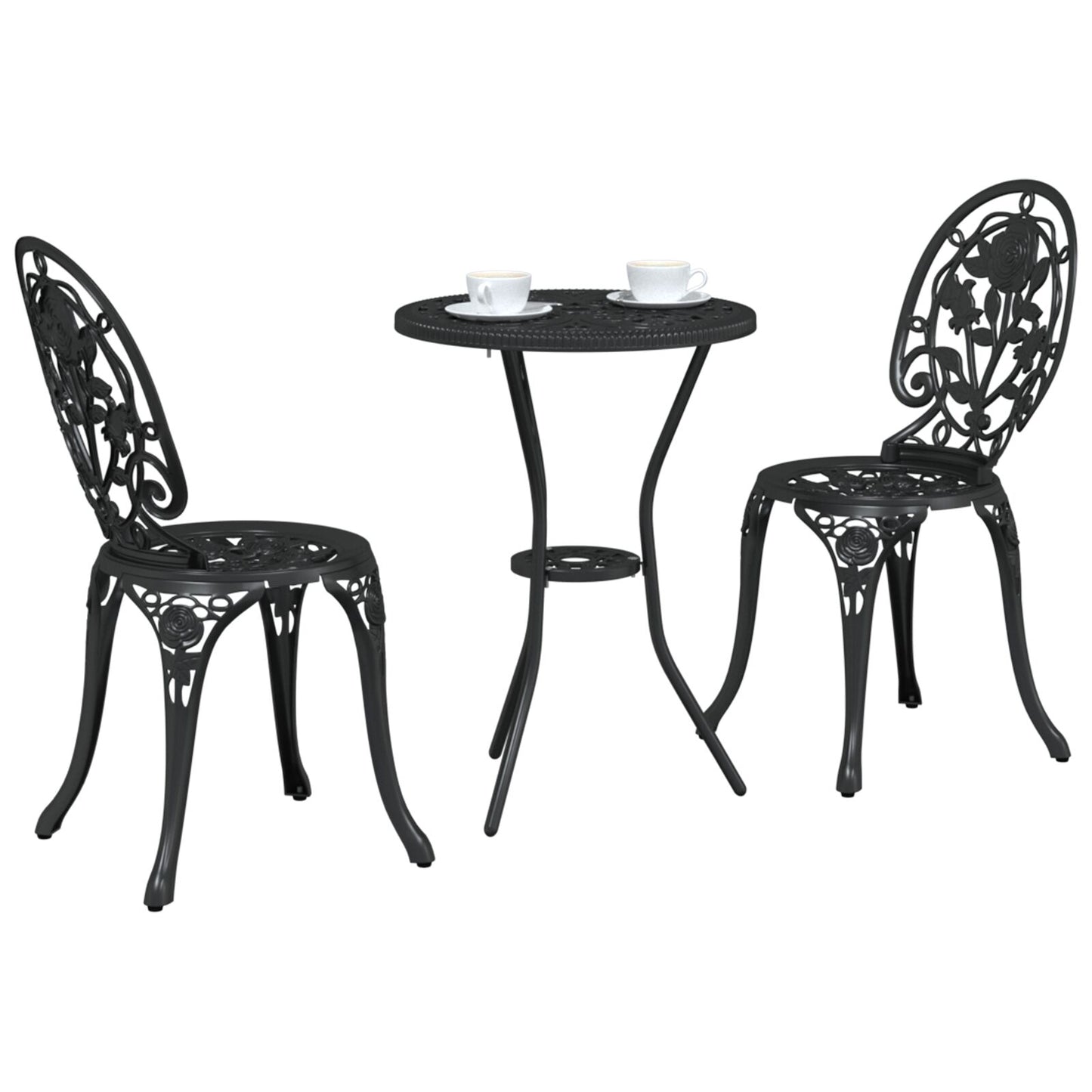3-Delig Tuin Bistro Set Giet铝 Zwart