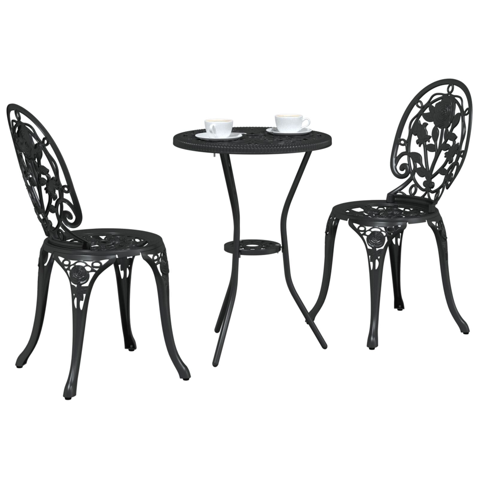 3-Delig Tuin Bistro Set Giet铝 Zwart