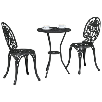 3-Delig Tuin Bistro Set Giet铝 Zwart