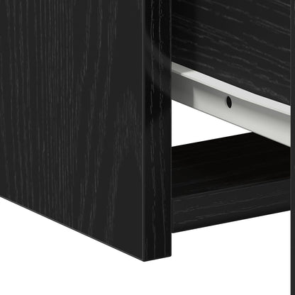 Nachtkastjes 2 Stuks Zwart Eiken 50X32X60Cm Bewerkt Hout