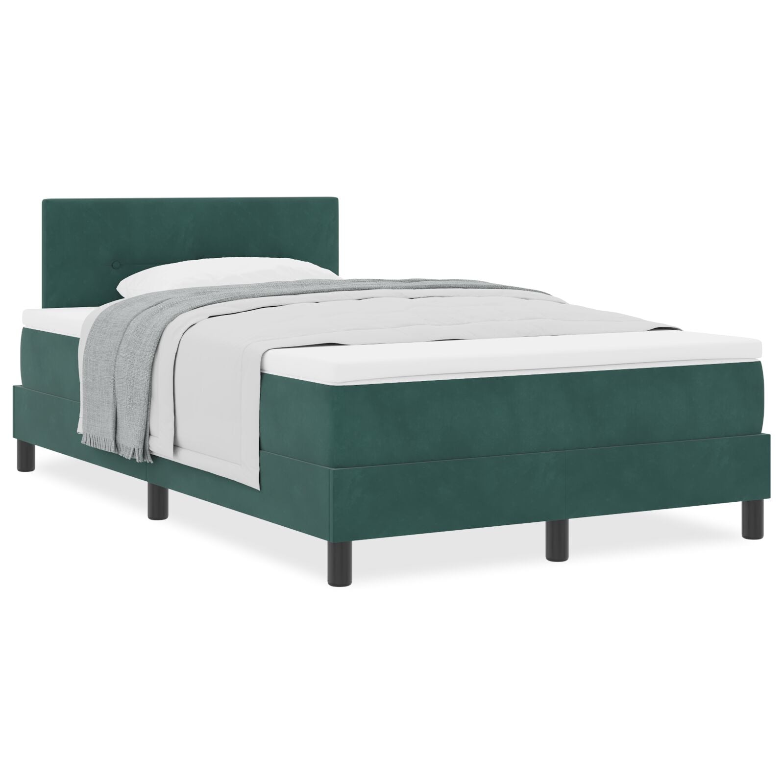 Boxspring Bed Met Matras Donkergroen Klein Dubbel Velours Blauw