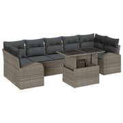 Loungeset poly rotan 8-delig grijs