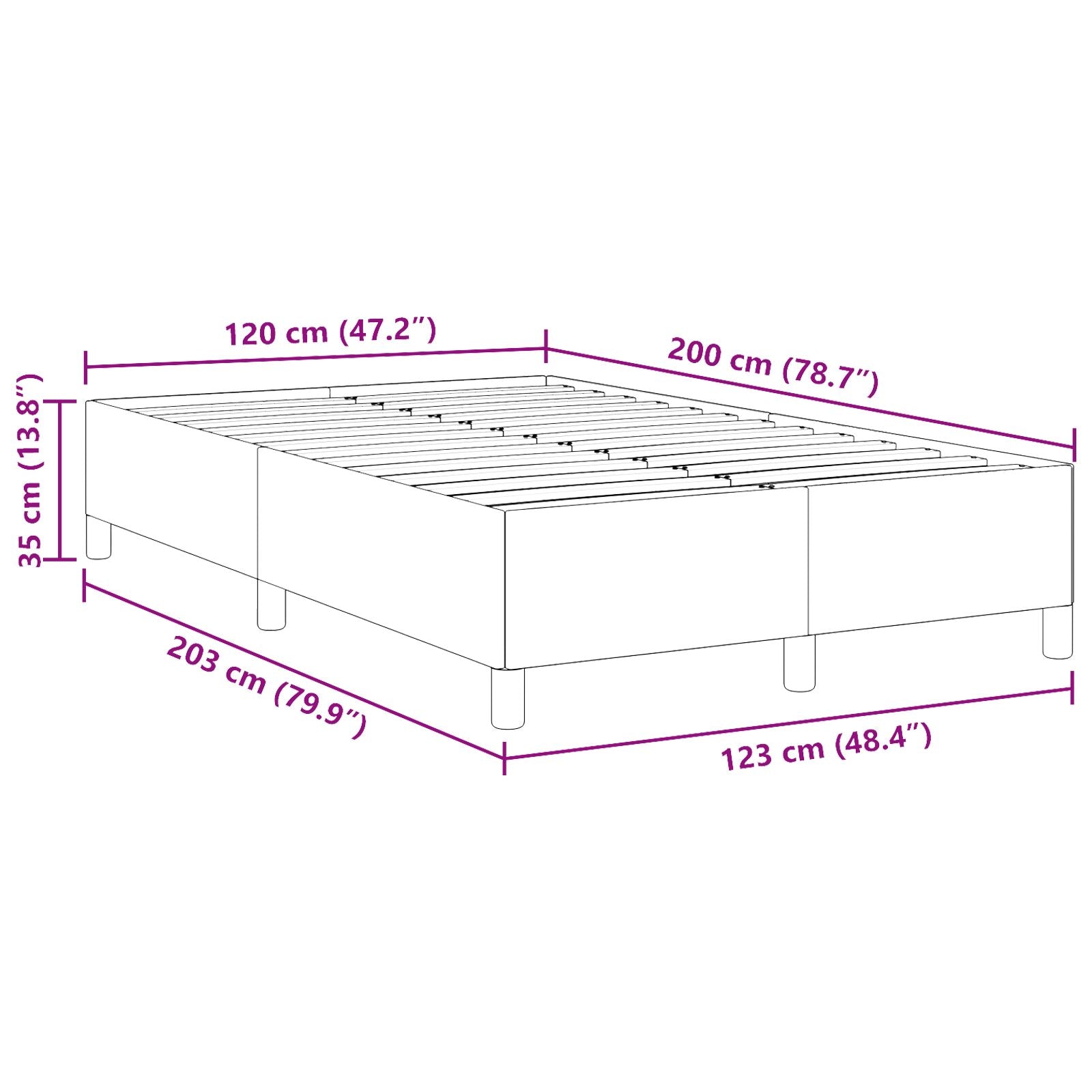 Bed Frame Corduroy Stof Blauw 120 x 200 cm