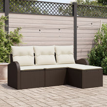 4 Delige Tuin Sofa Set Met Kussens Bruin Poly Rattan
