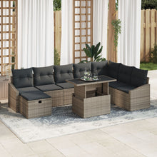 9 Stuks Tuin Sofa Set Met Kussens Grijs Poly Rattan Wit