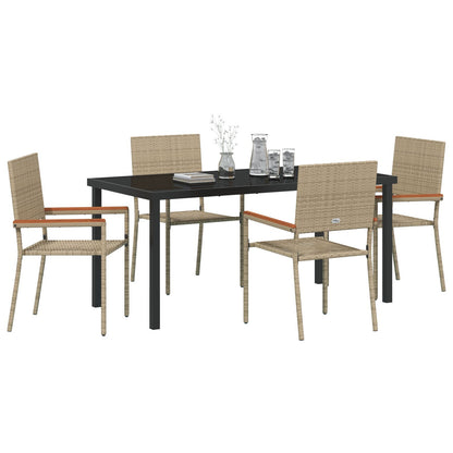 5 Delige Tuin Eetset Beige Poly Rattan
