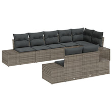 8-Delige Tuin Sofa Set Met Kussens Poly Rattan Grijs zonder tafel