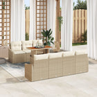Tuin eetset 8-delig rotan 6 personen beige