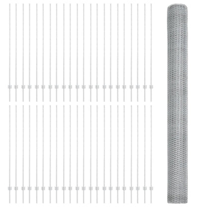 Hekpalen 22 Stuks U-Kanaal 160 Cm Gegalvaniseerd Staal,  Zeshoekig Hek 1.6X100 M Gegalvaniseerd Staal