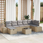 Sofa set with cushion 7 pcs poly rattan