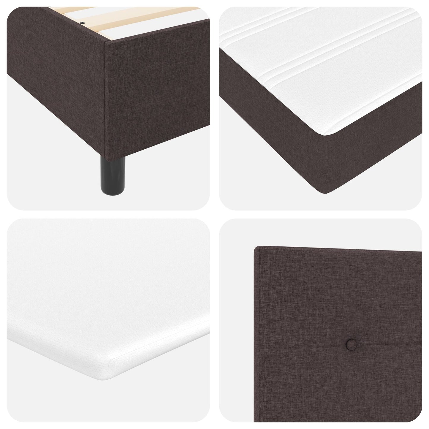 Boxspring Bed Met Matras & Bank Stof Donkerbruin 90 x 200 cm Knoop gestoffeerd
