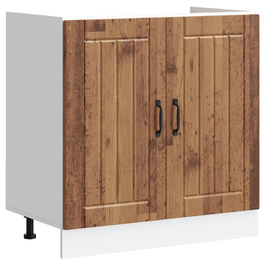 Keuken Kast 'Lucca' Met Dubbele Kranen - Oude Hout, Engineered Hout
