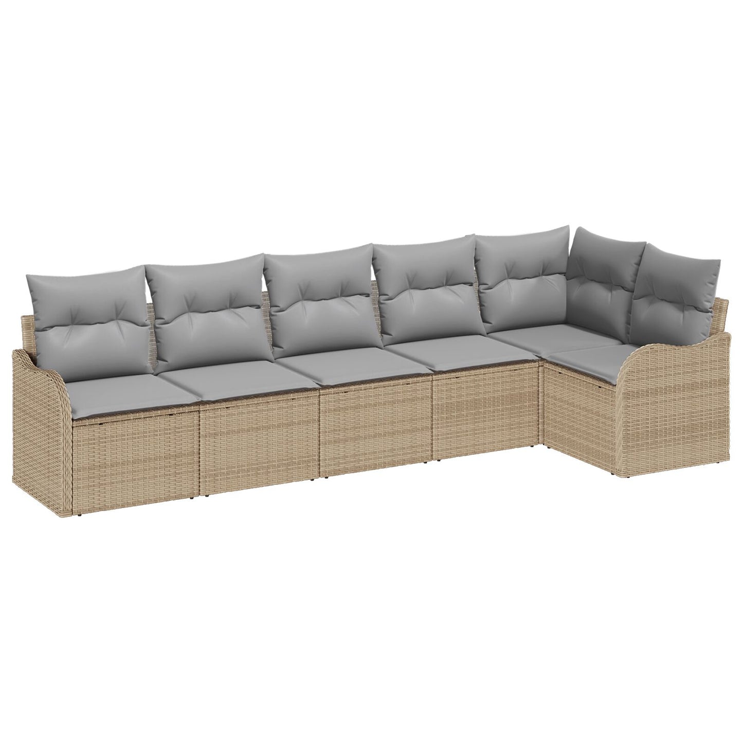 6-delige Tuin Sofa Set met Kussens Beige Poly Riet, vidaXL 2-zitplaatsen Tuin Sofa met Kussens Beige Poly Riet