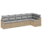 Garden Sofa Set 6 pcs Beige poly rattan
