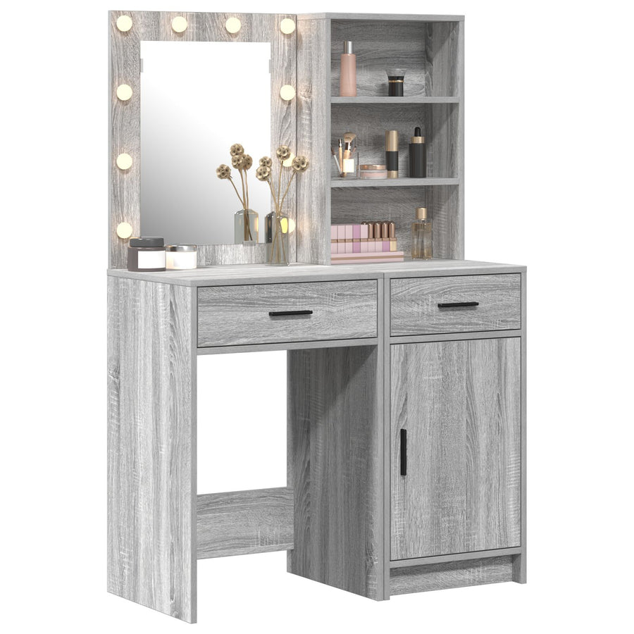 2-Delige Kaptafel Set Met Led Grijs Sonoma Hout