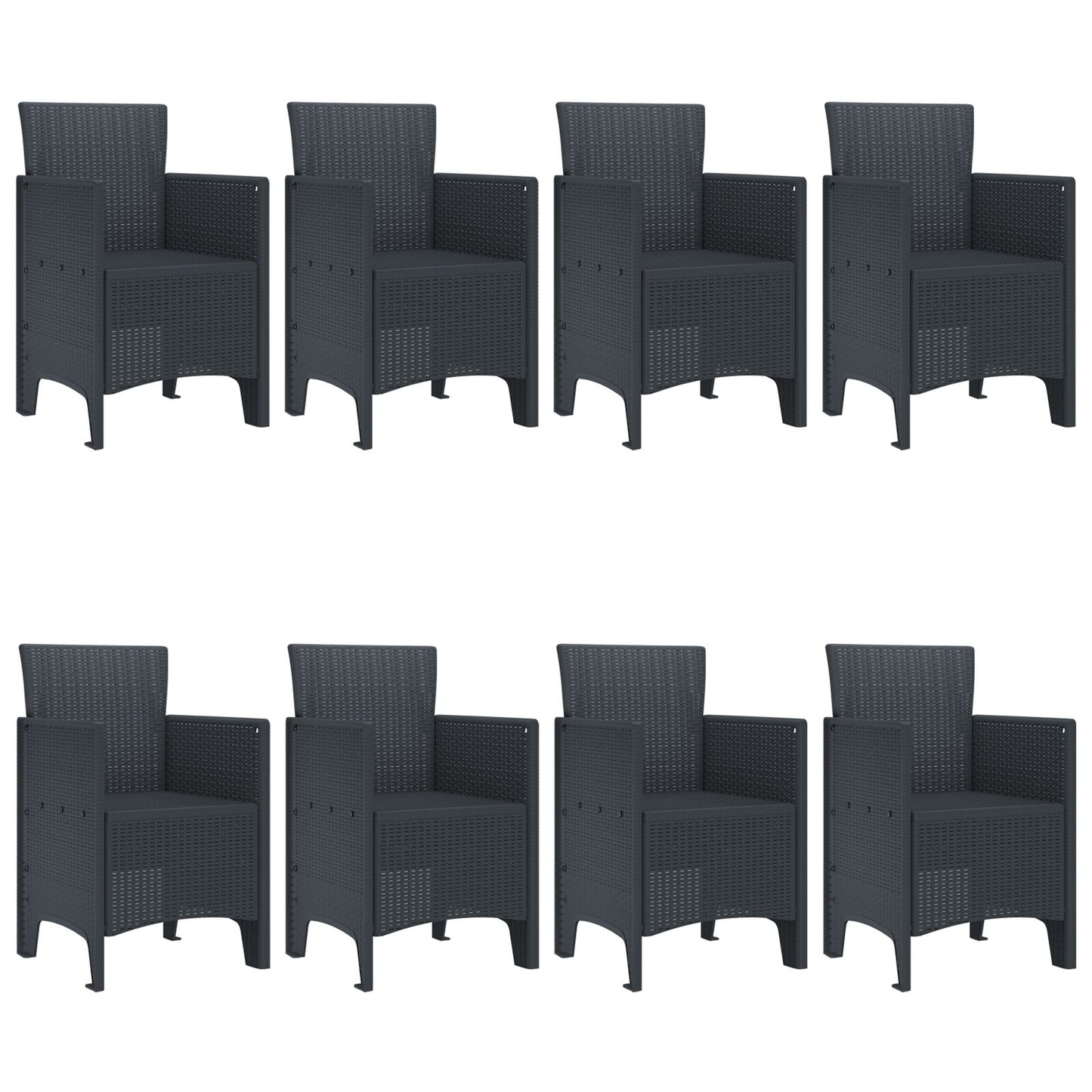 9 Delige Tuin Eetset Anthraciet Poly Rattan