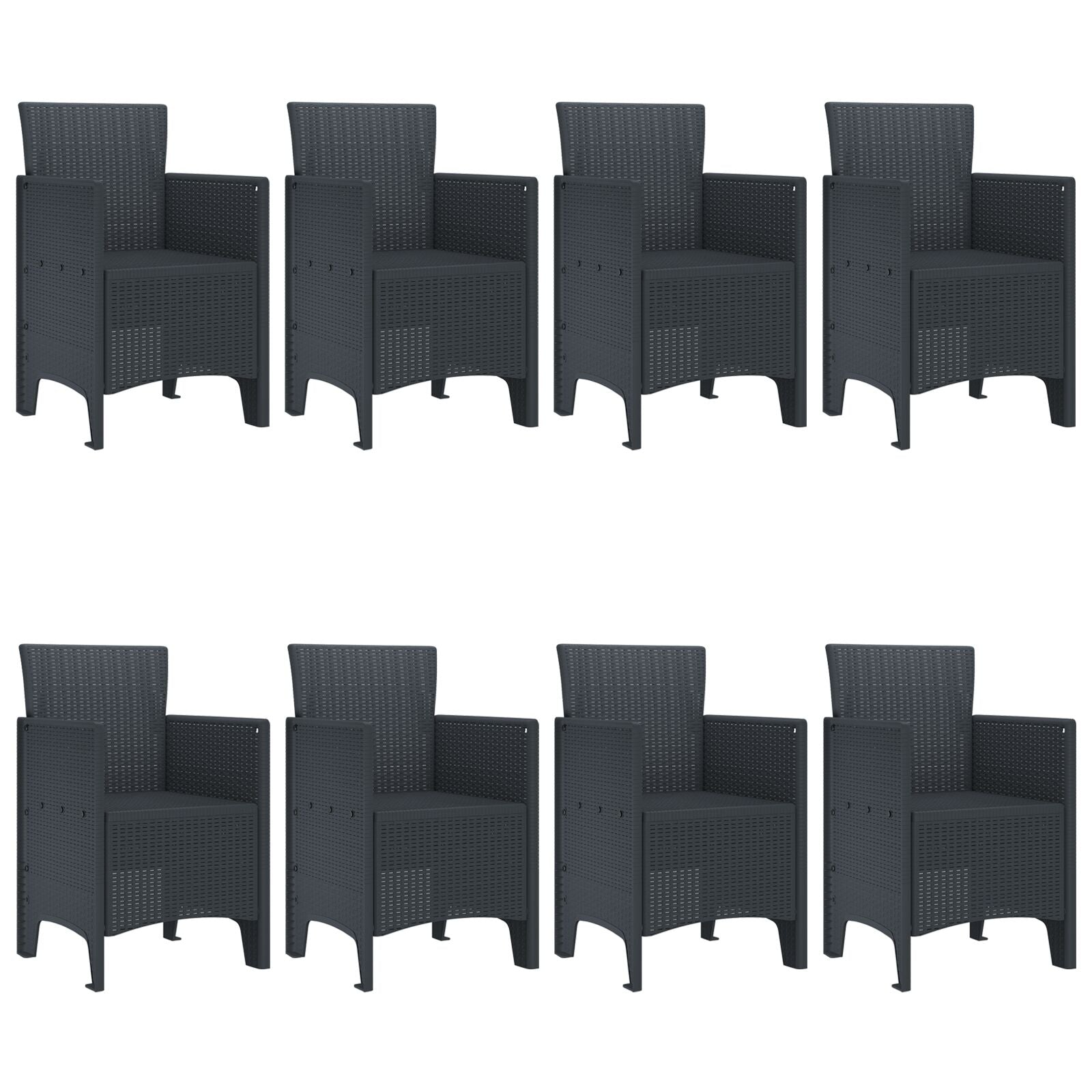 9 Delige Tuin Eetset Anthraciet Poly Rattan