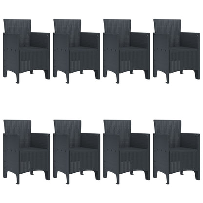 9 Delige Tuin Eetset Anthraciet Poly Rattan