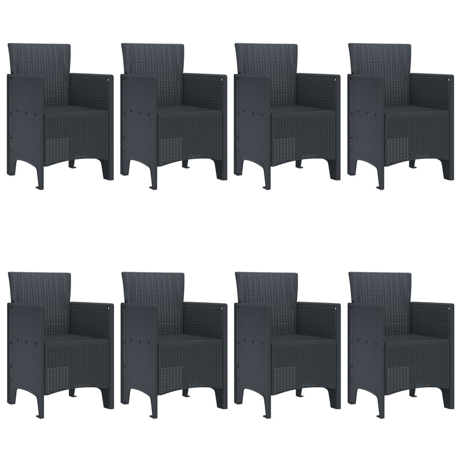 9 Delige Tuin Eetset Anthraciet Poly Rattan