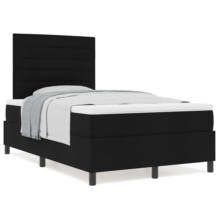 Boxspringbed Met Matras Zwart Klein Tweepersoons Stoffen Blauw