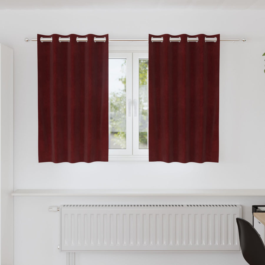 Verduisteringsgordijnen 2 Stuks Fluweel Wijnrood 140 x 140 cm met oogjes