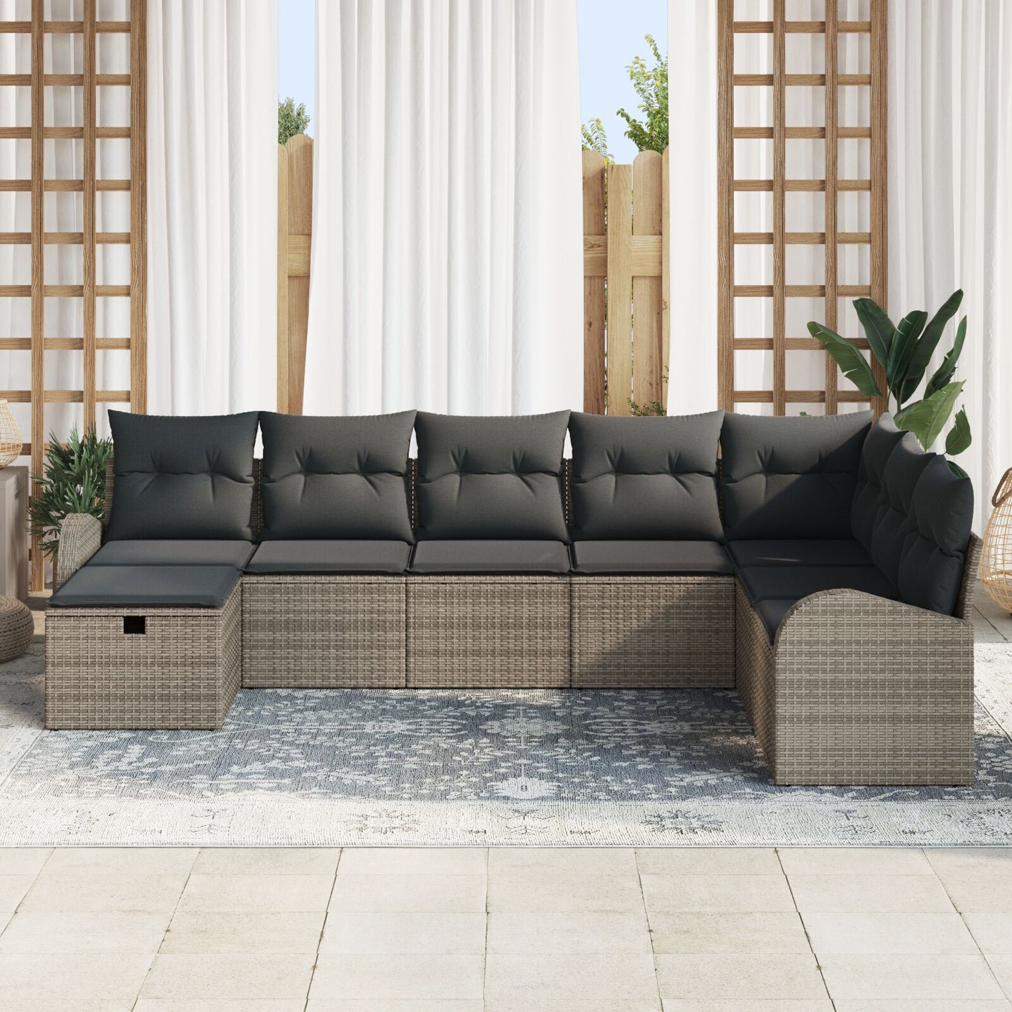 8-Delige Tuin Sofa Set Met Kussens Grijs Poly Riet