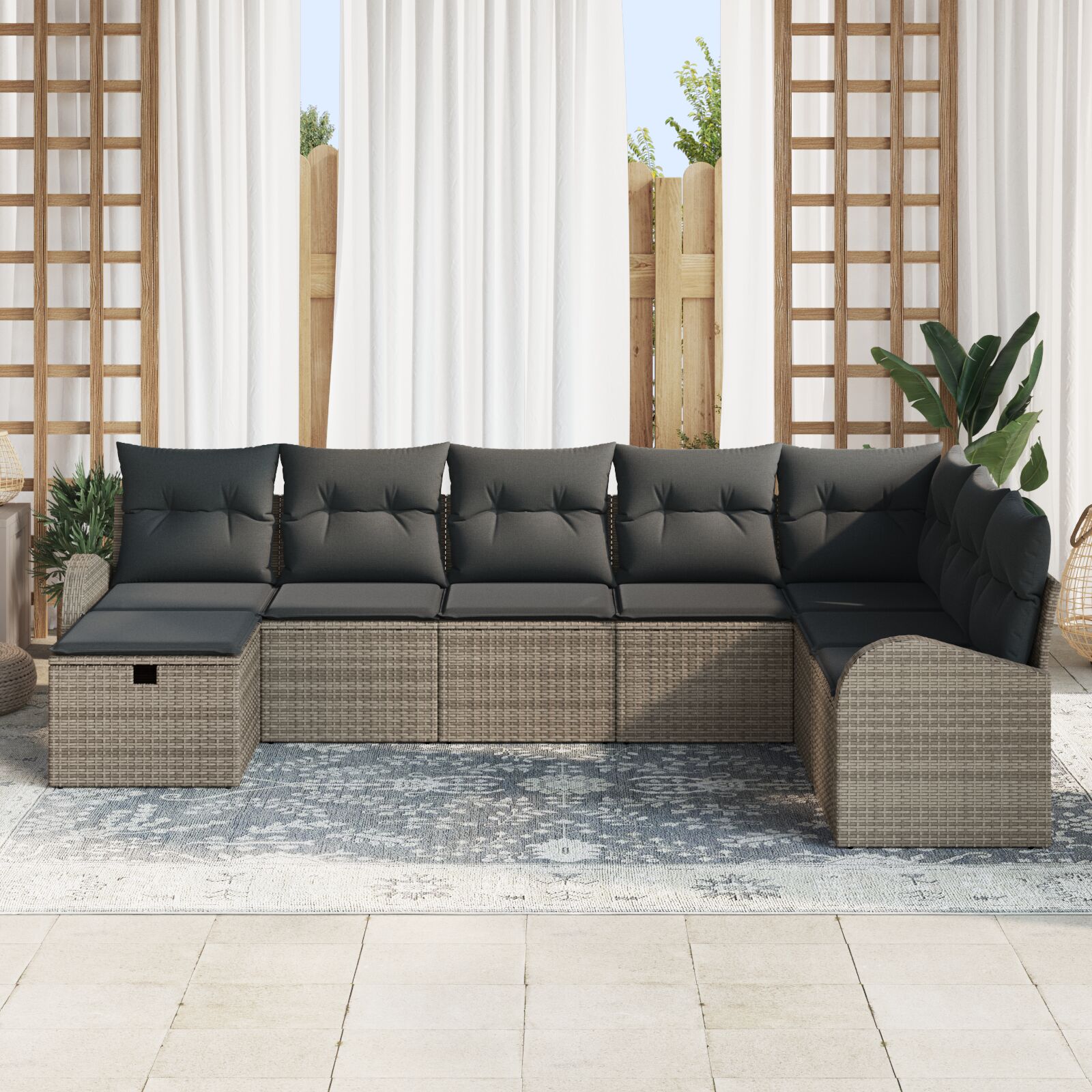 8-Delige Tuin Sofa Set Met Kussens Grijs Poly Riet