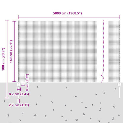 Gelast Draadhek Met 44 U Palen Zilver 1.4X50 M Staal