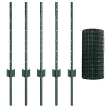 Euro Omheining Met 5 U-Paaltjes Groen 0.6X10 M Staal