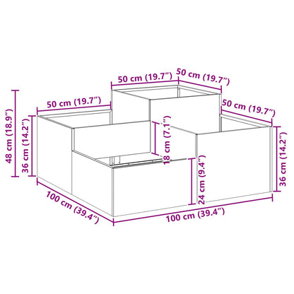 Tuinbak Gegalvaniseerd staal 100 x 100 x 48 cm