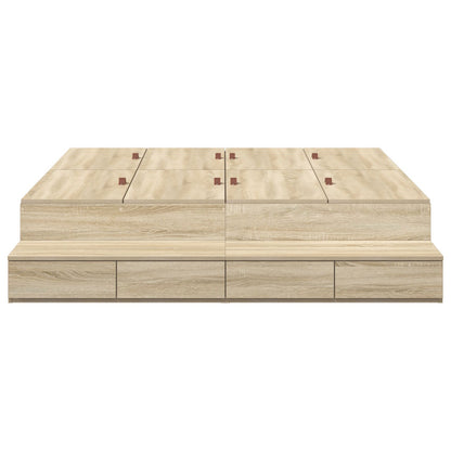 Opbergbedframe Sonoma Eiken Spaanplaat 140 X 190 Cm Artisanaal Eiken